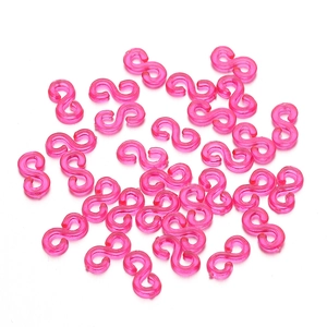 Connecteurs en S rose translucide pour bracelets élastiques arc-en-ciel à faire soi-même