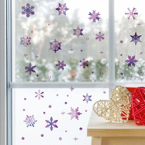 Autocollants de fenêtre flocon de neige dégradé rose et violet pour décoration hivernale