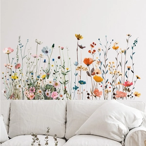 Stickers muraux fleurs sauvages colorées pour la décoration du salon et de la chambre