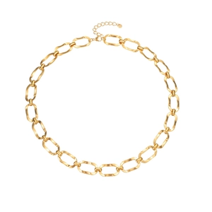 Élégant collier à grosse maille dorée avec maillons ovales torsadés et fermoir homard