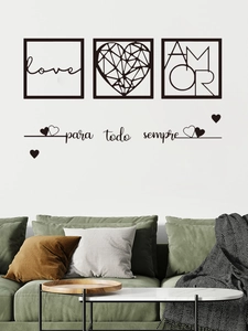 Modern black wall art set featuring love and amor inscriptions for minimalist home decor