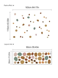 Size guide for irregular dot wall stickers showing layout and pasted effect dimensions