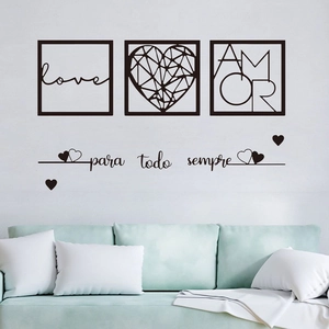 Minimalist Heart Love AMOR PVC Wall Sticker For Living Room Bedroom Abstract Geometric Valentine's Day Home Decoration