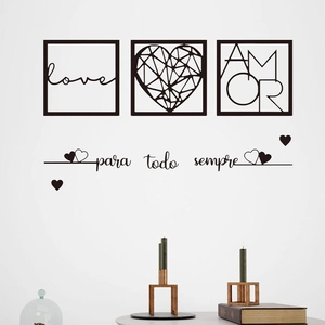 Modern black wall art stickers featuring love and AMOR designs for home decor