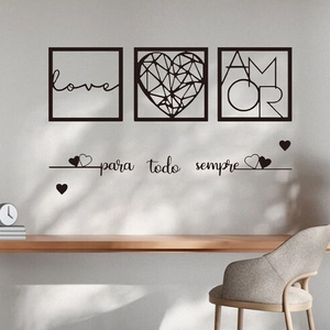 Minimalist black wall decals set featuring love and amor art for home decor