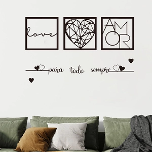 Minimalist Valentine abstract wall decals with love and amor lettering for living room decor