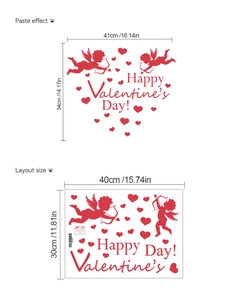 Valentine's Cupid and hearts wall decal stickers with Happy Valentine's Day lettering