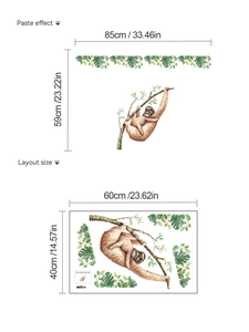 Détails des dimensions de la mise en page et de l'effet de pose des stickers paresseux