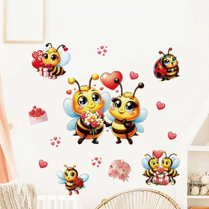 Adesivi murali con api e coccinelle per camera da letto con motivi a cartoni animati