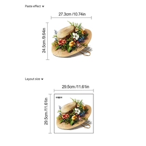 Floral straw hat waterproof toilet seat wall stickers for bathroom decoration