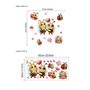 Adesivi murali con api e coccinelle per camera da letto con fiori e cuori decori