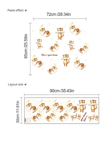 Tabella dettagliata delle dimensioni per adesivo murale tigre e luna con layout