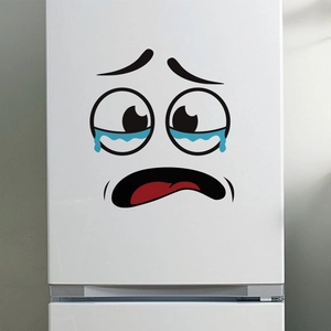 Funny crying face cartoon toilet wall sticker made of removable PVC for bathroom decor