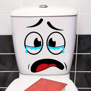 Waterproof PVC cartoon crying face toilet sticker decoration for bathroom home decor