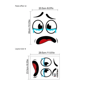 Cartoon crying face toilet sticker made of removable PVC for bathroom wall decoration