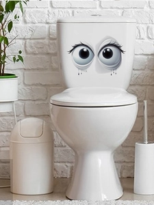 Lustiger Toilettendeckel-Aufkleber mit großen Augen und Wimpern für Badezimmerdeko
