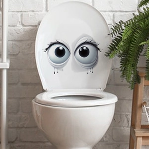 Lustige Große Augen Toilettensitz Aufkleber Wasserdicht PVC Abnehmbare Wandtattoo Kreative Badezimmer Zuhause Dekoration Wandbild