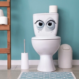 Lustiger Toilettenaufkleber mit großen Augen für Badezimmer Dekoration aus PVC