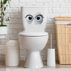 Kreativer lustiger großer Augen Toilettenaufkleber Deko im 3D-Stil für Badezimmer