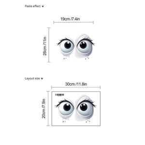 Lustiger Aufkleber mit großen Augen Wimpern und schwarzem Tropfeffekt PVC Wandtattoo