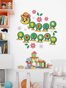 Detail of cartoon caterpillar number wall decals for kids bedroom decor and early learning