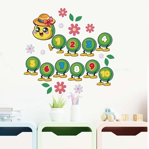 Cartoon caterpillar number 1-10 wall stickers for nursery and kids bedroom decor