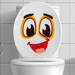 Cartoon Smile Face Toilet Sticker Waterproof PVC Removable Decal For Bathroom Lid Decor Funny Wall Mural Home Ornament