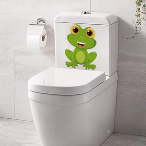 Cute cartoon frog PVC self-adhesive sticker for bathroom toilet tank decoration