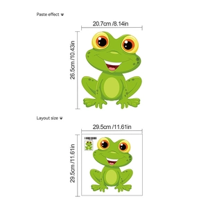 Cute green frog toilet sticker with dimensions of 20.7x26.5cm for bathroom decor