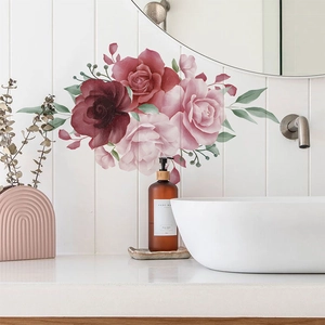 Stickers Muraux Roses Roses Aquarelle Décoration Florale Pour Salon Chambre Salle De Bain Mural Autocollant En PVC