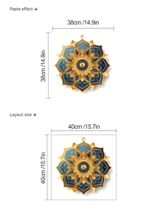 Detail showing mandala wall sticker paste effect size 38cm and layout size 40cm