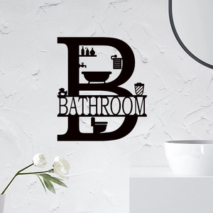 Moderne minimalistische Wandaufkleber Bad mit Buchstaben B und Lifestyle-Symbolen
