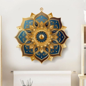 Mandala Wall Sticker Blue Gold Geometric Floral Pattern PVC Self Adhesive Home Decor Decal For Living Room Bedroom Office