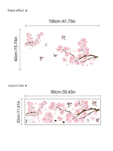 Tableau des tailles avec dimensions de pose pour stickers muraux fleurs de cerisier