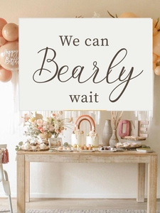 Détail de l'autocollant mural de baby shower ours avec le texte We can Bearly wait