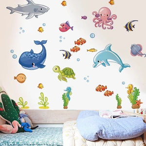 Stickers muraux océan avec requins et baleines pour la décoration de la chambre d'enfants