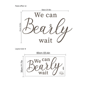 Sticker mural We Can Bearly Wait pour décoration de baby shower et fête prénatale