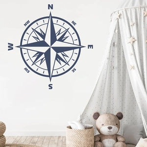 Adesivo murale bussola blu navy minimalista per soggiorno e decorazione della camera
