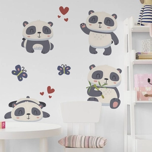 Simpatici Adesivi Murali Panda Cartone Animato Per Camera Dei Bambini Fai Da Te Autoadesivi In PVC Decalcomanie Murali Animali Decorazione