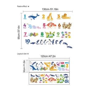 Educational animal wall decals with numbers 1-10 for kids room and nursery wall decoration
