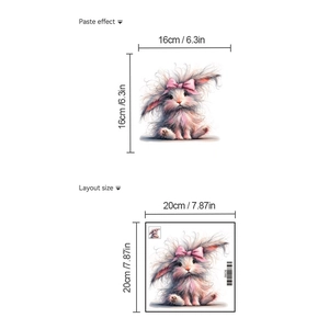 Easter fluffy rabbit toilet sticker, self-adhesive PVC bathroom wall art decal, 20cm layout