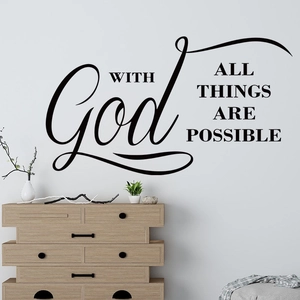 Inspirational 'With God All Things Are Possible' vinyl wall decal for home decor