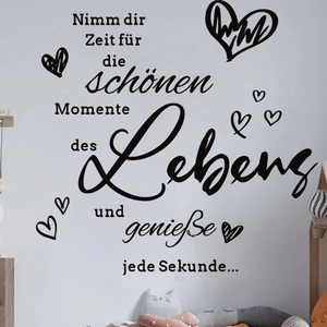 Inspirational German wall sticker with heart patterns for living room and bedroom decor