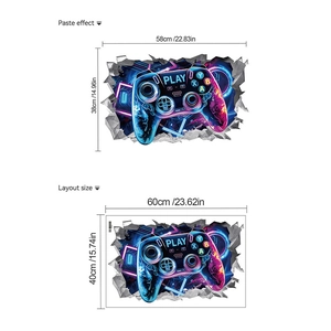 3D game controller wall sticker with break-through effect for home decor in PVC material