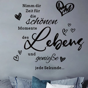 German inspirational quote wall sticker with hearts for living room home decoration