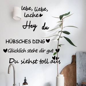 Inspirational German vinyl wall stickers featuring Lebe Liebe Lache for home wall decor