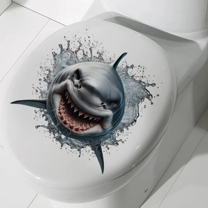 3D Hai Wandsticker selbstklebend PVC Dekal für Badezimmer Dekor und WC-Deckel