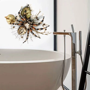 3D realistic spider and withered leaves self-adhesive PVC wall sticker for home decor