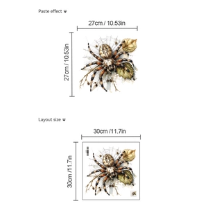 Spider and autumn leaf self-adhesive wall sticker with layout and paste dimensions