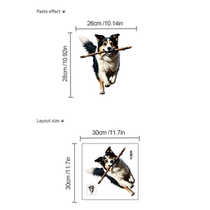 Border Collie dog biting stick wall sticker for living room bedroom home decor 30x30cm